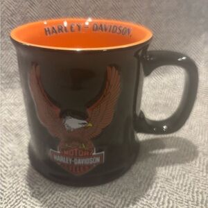 Harley-Davidson Black Mug with Orange Interior and Eagle Graphic